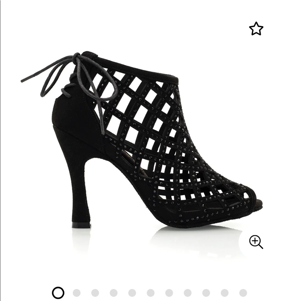 Black Women's Dance Caged Lace-Up Heels Bootie